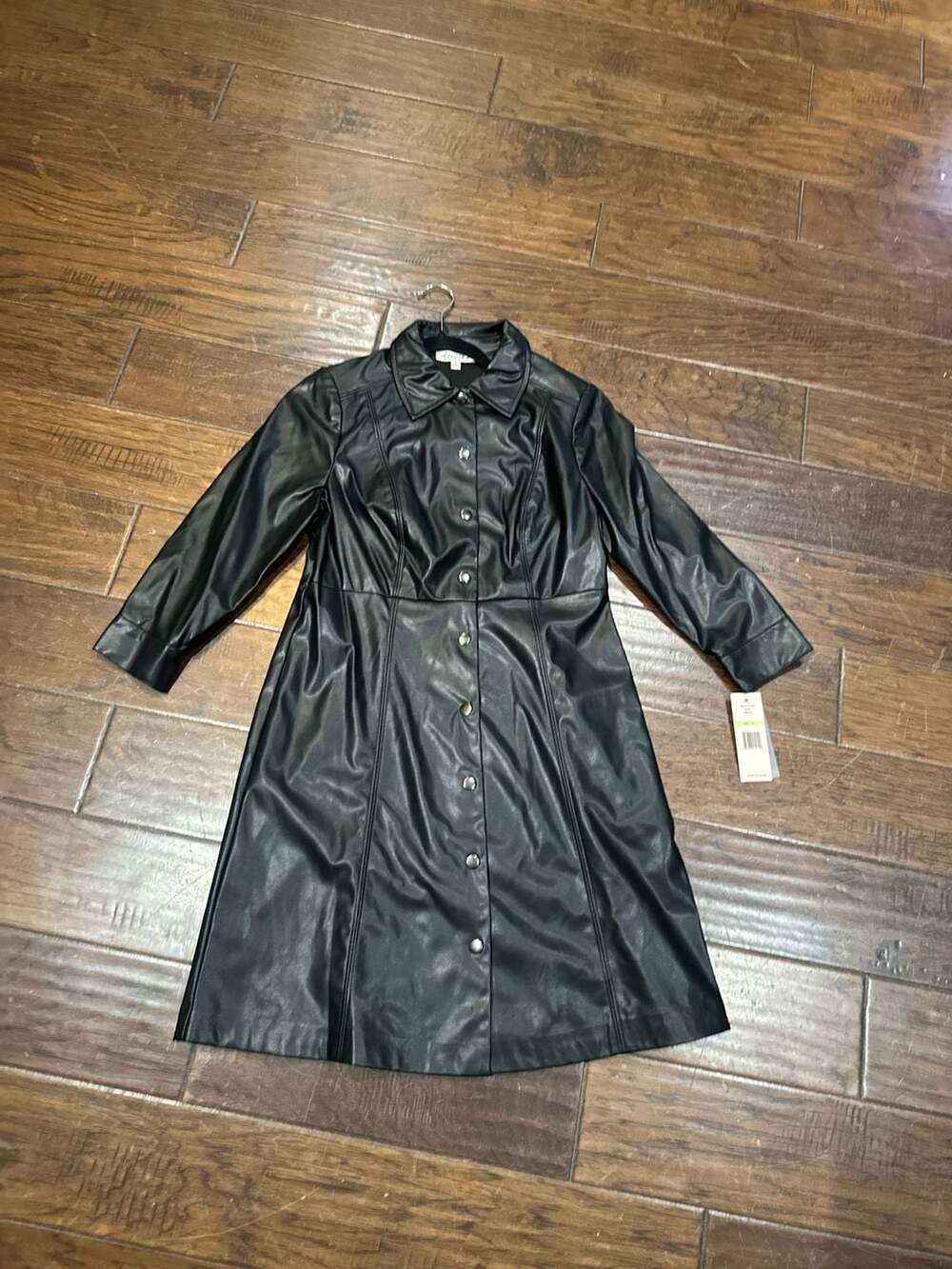 Nanette Nanette Lepore Faux Leather Button-Down Shirt Dress Size 4